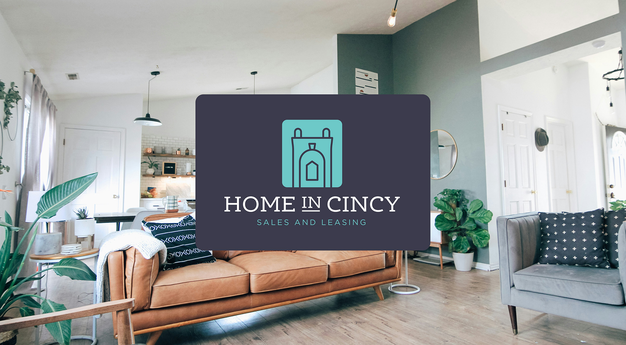 Home in Cincy logo superimposed over a photo of a living room