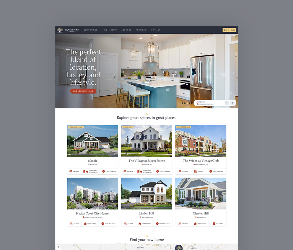 Comparison of old and new Traditions homepages