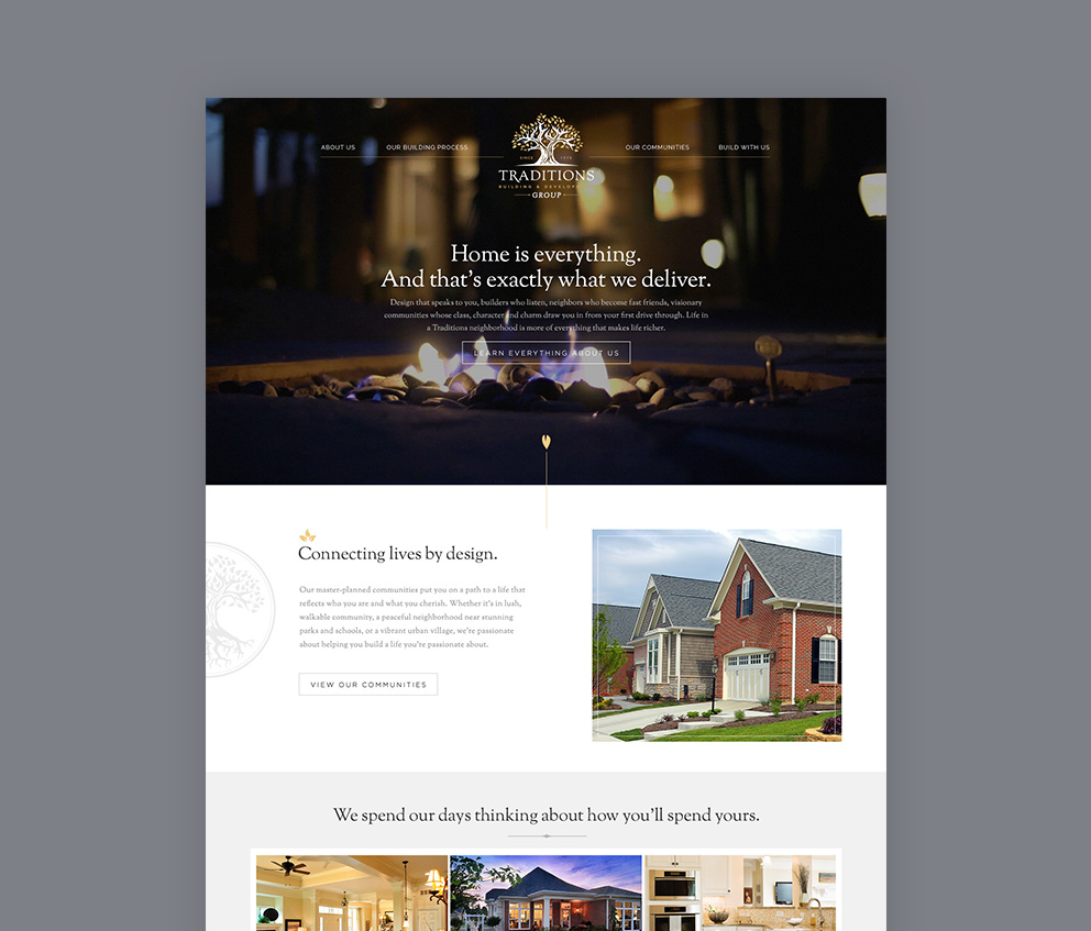 Comparison of old and new Traditions homepages